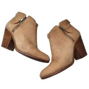 Rag & Bone Margot ankle booties light tan nubuck leather side zippers size 38.5